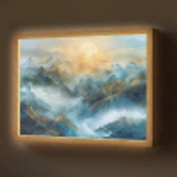 Abstract - Landschap - Bergen - Blauw - Modern Light Box met batterij (Wandlamp) middel -z3d_website
