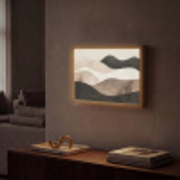 Abstract - Landschap - Golven - Crèmekleur Light Box met batterij (Wandlamp) middel -sfeer1