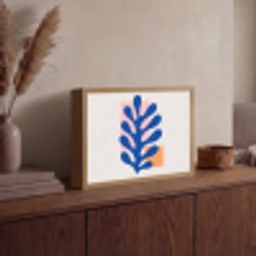 Abstract - Blad - Blauw - Rechthoeken Light Box met batterij (Wandlamp) middel -sfeer2