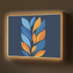 Abstract - Bladeren - Blauw Light Box met batterij (Wandlamp) middel -z3d_website