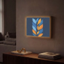Abstract - Bladeren - Blauw Light Box met batterij (Wandlamp) middel -sfeer1