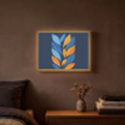Abstract - Bladeren - Blauw Light Box met batterij (Wandlamp) middel -sfeer4