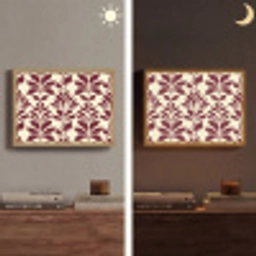 Abstract - Bladeren - Burgundy Light Box met batterij (Wandlamp) middel 907 -sfeer3