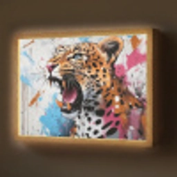 Abstract - Luipaard - Kleurrijk Light Box met batterij (Wandlamp) middel -z3d_website