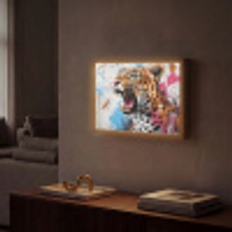 Abstract - Luipaard - Kleurrijk Light Box met batterij (Wandlamp) middel -sfeer1