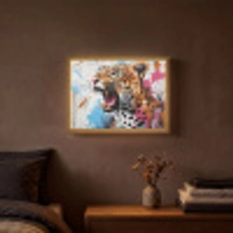 Abstract - Luipaard - Kleurrijk Light Box met batterij (Wandlamp) middel -sfeer4