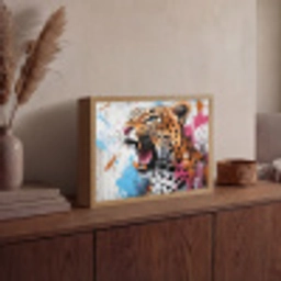 Abstract - Luipaard - Kleurrijk Light Box met batterij (Wandlamp) middel -sfeer2