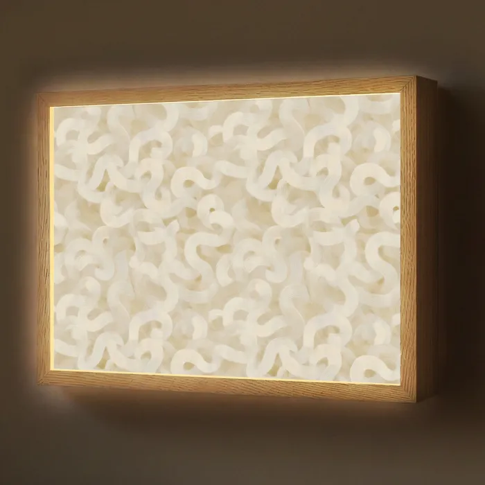 Abstract - Lijnen - Beige Light Box met batterij (Wandlamp) middel 907 -z3d_website