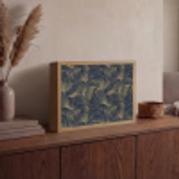 Abstract - Lijnen - Blauw - Goud Light Box met batterij (Wandlamp) middel 907 -sfeer2