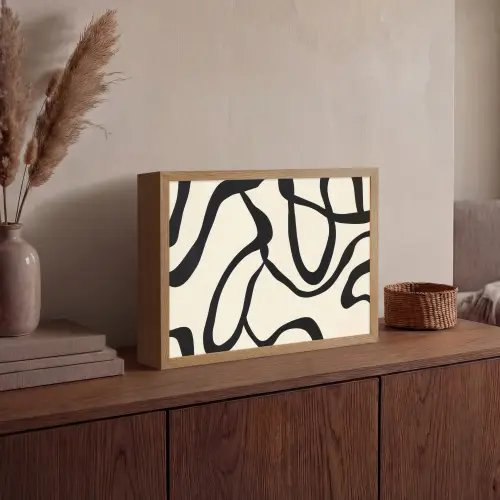 Abstract - Lijnen - Modern - Beige Light Box met batterij (Wandlamp) middel -sfeer2