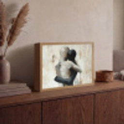Abstract - Liefde - Zwart wit - Modern Light Box met batterij (Wandlamp) middel -sfeer2