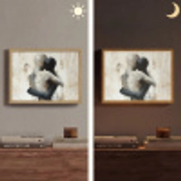 Abstract - Liefde - Zwart wit - Modern Light Box met batterij (Wandlamp) middel -sfeer3