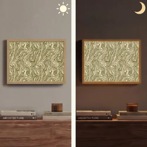 Abstract - Marmer - Groen Light Box met batterij (Wandlamp) middel 907 -sfeer3