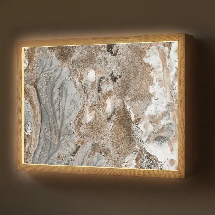 Abstract - Marmer - Wit - Bruin - Marmerlook Light Box met batterij (Wandlamp) middel -z3d_website