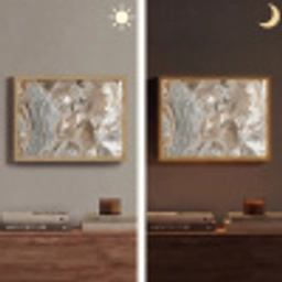 Abstract - Marmer - Wit - Bruin - Marmerlook Light Box met batterij (Wandlamp) middel -sfeer3
