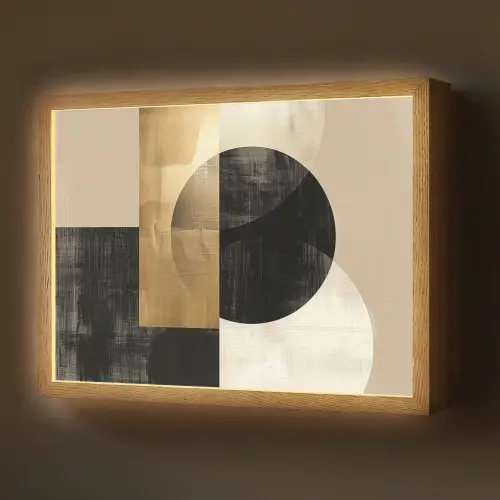 Abstract - Modern - Zwart - Goud Light Box met batterij (Wandlamp) middel -z3d_website