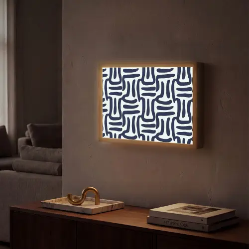 Abstract - Modern - Blauw Light Box met batterij (Wandlamp) middel 907 -sfeer1
