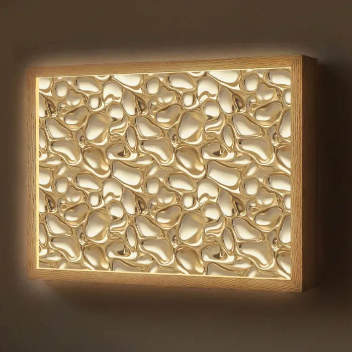 Abstract - Modern - Goud Light Box met batterij (Wandlamp) middel 907 -z3d_website