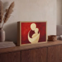 Abstract - Moeder - Kind - Rood Light Box met batterij (Wandlamp) middel -sfeer2