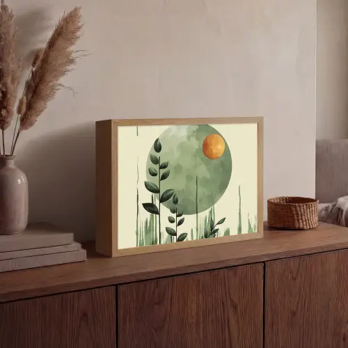 Abstract - Natuur - Kunst - Zon - Modern Light Box met batterij (Wandlamp) middel -sfeer2