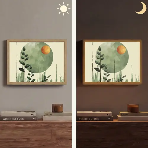 Abstract - Natuur - Kunst - Zon - Modern Light Box met batterij (Wandlamp) middel -sfeer3
