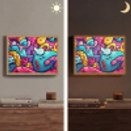 Abstract - Neon - Design - Kleurrijk - Graffiti Light Box met batterij (Wandlamp) middel -sfeer3