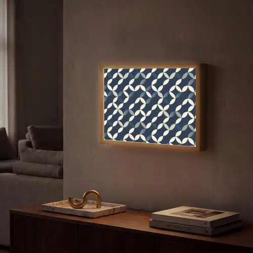 Abstract - Patroon - Blauw Light Box met batterij (Wandlamp) middel 907 -sfeer1
