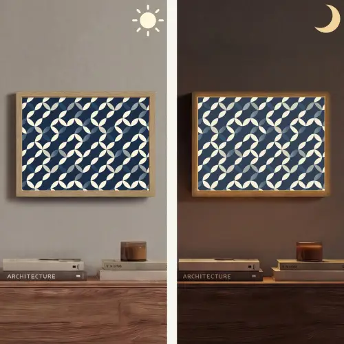 Abstract - Patroon - Blauw Light Box met batterij (Wandlamp) middel 907 -sfeer3