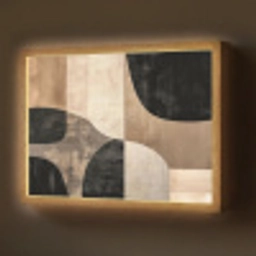 Abstract - Vlakken - Zwart - Rond Light Box met batterij (Wandlamp) middel -z3d_website