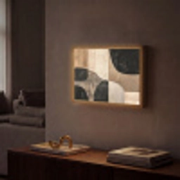 Abstract - Vlakken - Zwart - Rond Light Box met batterij (Wandlamp) middel -sfeer1