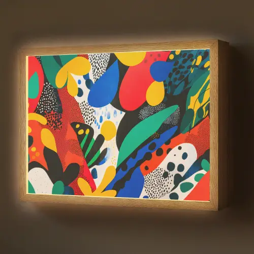 Abstract - Planten - Vormen - Kleurrijk Light Box met batterij (Wandlamp) middel -z3d_website