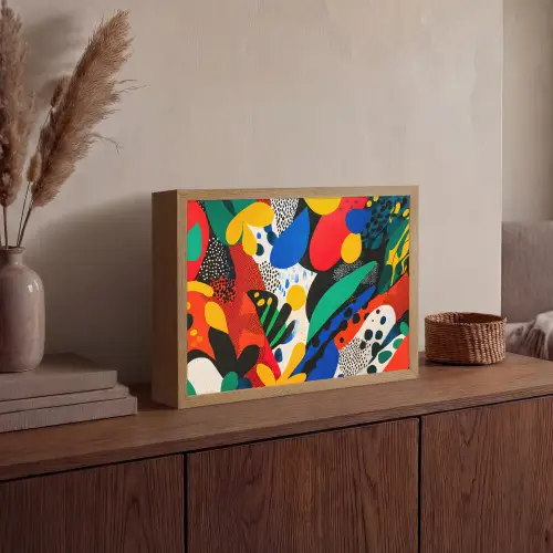 Abstract - Planten - Vormen - Kleurrijk Light Box met batterij (Wandlamp) middel -sfeer2