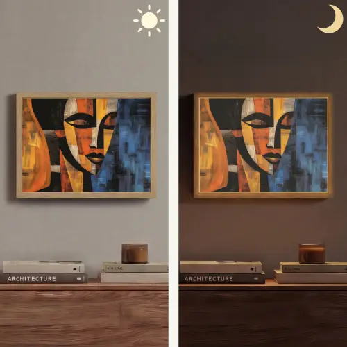 Abstract - Portret - Kleurvakken Light Box met batterij (Wandlamp) middel -sfeer3