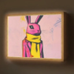 Abstract - Konijn - Sjaal - Geel Light Box met batterij (Wandlamp) middel -z3d_website
