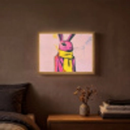 Abstract - Konijn - Sjaal - Geel Light Box met batterij (Wandlamp) middel -sfeer4