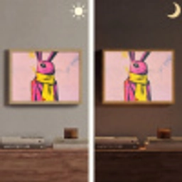 Abstract - Konijn - Sjaal - Geel Light Box met batterij (Wandlamp) middel -sfeer3