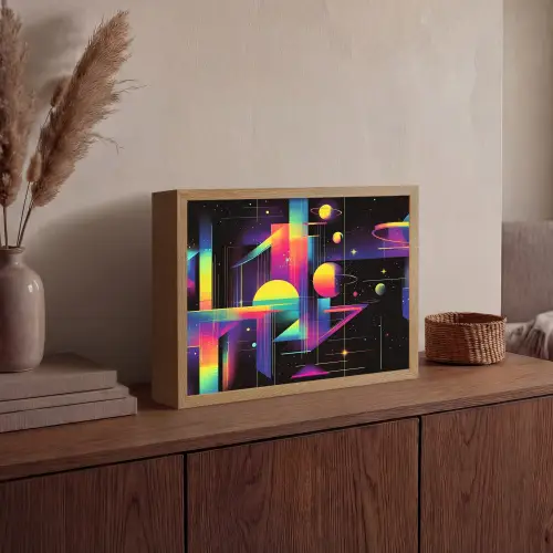 Abstract - Vormen - Kleurrijk - Lijnen Light Box met batterij (Wandlamp) middel -sfeer2