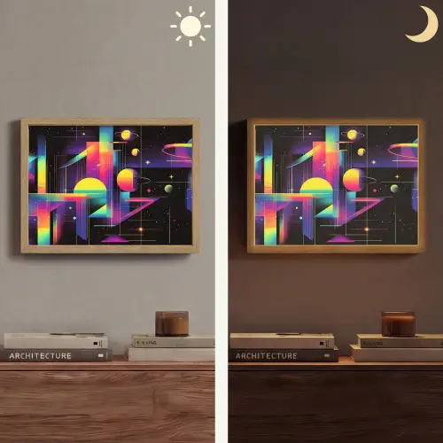 Abstract - Vormen - Kleurrijk - Lijnen Light Box met batterij (Wandlamp) middel -sfeer3