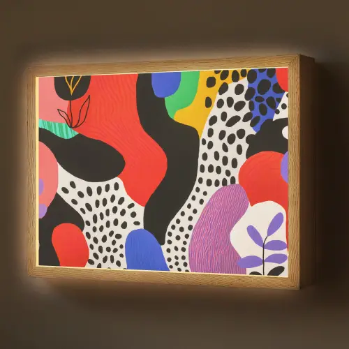 Abstract - Vormen - Kleuren - Stippen Light Box met batterij (Wandlamp) middel -z3d_website