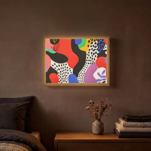 Abstract - Vormen - Kleuren - Stippen Light Box met batterij (Wandlamp) middel -sfeer4