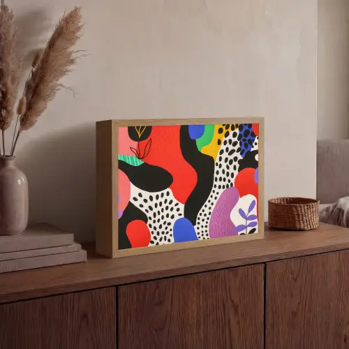 Abstract - Vormen - Kleuren - Stippen Light Box met batterij (Wandlamp) middel -sfeer2