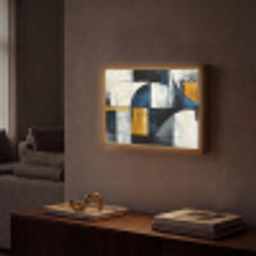 Abstract - Vormen - Goud - Blauw - Geometrisch Light Box met batterij (Wandlamp) middel -sfeer1