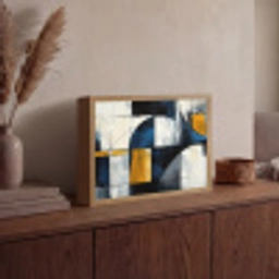 Abstract - Vormen - Goud - Blauw - Geometrisch Light Box met batterij (Wandlamp) middel -sfeer2