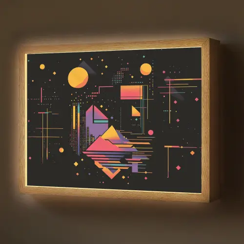 Abstract - Vormen - Lijnen - Kleurrijk Light Box met batterij (Wandlamp) middel -z3d_website
