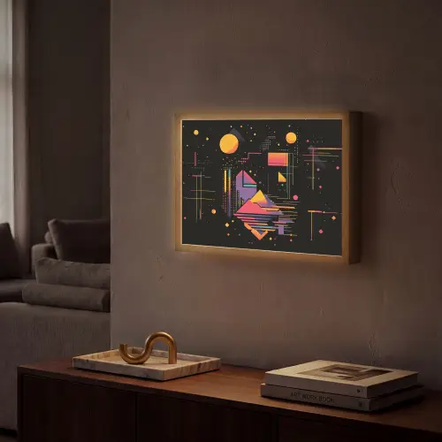 Abstract - Vormen - Lijnen - Kleurrijk Light Box met batterij (Wandlamp) middel -sfeer1