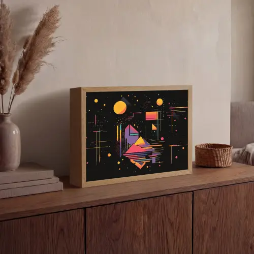Abstract - Vormen - Lijnen - Kleurrijk Light Box met batterij (Wandlamp) middel -sfeer2
