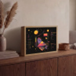 Abstract - Vormen - Lijnen - Kleurrijk Light Box met batterij (Wandlamp) middel -sfeer2