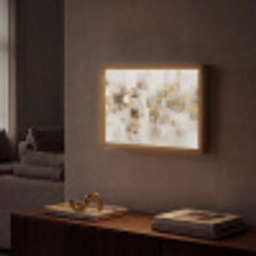 Abstracte vierkanten - Aardetonen - Mistig Light Box met batterij (Wandlamp) middel -sfeer1