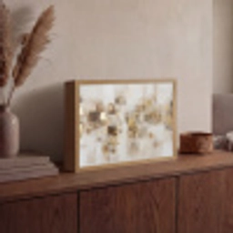 Abstracte vierkanten - Aardetonen - Mistig Light Box met batterij (Wandlamp) middel -sfeer2