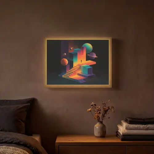 Abstract - Trappen - Mens - Planeten Light Box met batterij (Wandlamp) middel -sfeer4